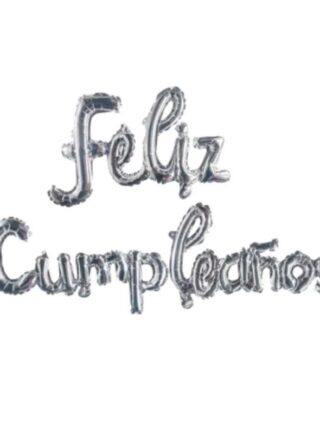 Feliz Cumpleaños Plata Cursiva