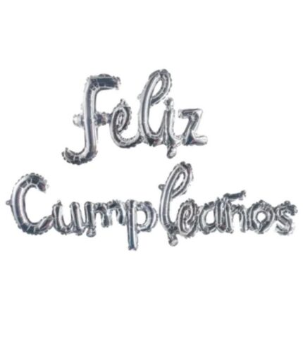 Feliz Cumpleaños Plata Cursiva